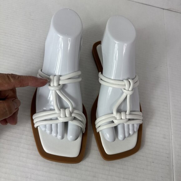 Azalea Wang Women's 7 Stetson White Slip On Square Toe Knot Sandals New 0185 - Picture 10 of 14